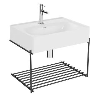 VitrA Equal Set Waschtisch 62 cm mit Ablagegitter Weiß Hochglanz mit Oberflächenveredelung,64082 64082