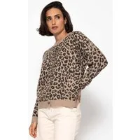 SASSYCLASSY Cardigan Oversize Strickjacke Damen mit Leo-Muster Cardigan mit Wollanteil mit Leopardenmuster Grau Schwarz Beige Braun