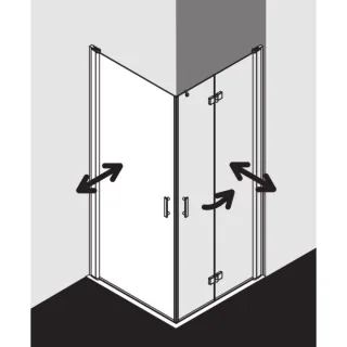 Kermi Diga Eckeinstiegshälfte Pendeltür DI1EL07018VAK 70x185cm, silber hochglanz, ESG klar, links, auf Duschwanne