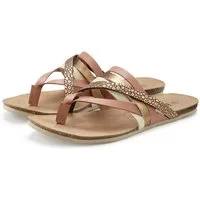 Beachtime by Lascana Pantolette, Mule, Sommerschuh, Sandale, offener Schuh, Zehentrenner aus Leder mit raffinierten Riemchen
