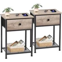 AMHANCIBLE Nachttisch 2er-Set im Industriestil, mit Schublade und offenem Ablagefach (2-St), Beistelltisch mit stabilem Metallrahmen, Maße 40×30×55 cm