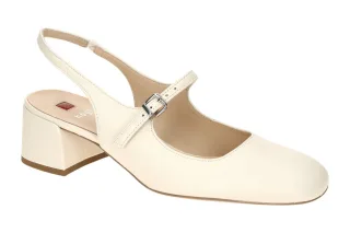 H?gl 4120 0800 LILIAN Sling Pumps Wei? Waxpaper Premium Echtleder Blockabsatz