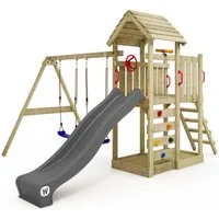 Wickey Spielturm MultiFlyer mit Holzdach, Doppelschaukel & Rutsche, extrem witterungsbeständig mit 10 Jahren Garantie*
