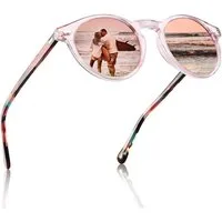 LuxusKollektion Retrosonnenbrille Sonnenbrille rund Damen A - Rahmen: Acetat Schildpatt, Linsen: Rosa