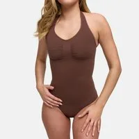 cfab Shaping-Body Neckholder Shapewear mit String-Braun-2XL (1-tlg)
