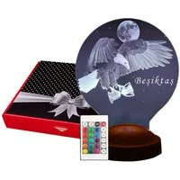 Geschenkelampe LED Nachttischlampe Besiktas Fanartikel 3D Gravur Illusion Nachtlicht Geschenk für BJKFans, Leuchte 7 Farben fest integriert, Fußball Fans, Geschenk für Jungen