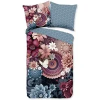 hip Wendebettwäsche Asher, Mako-Satin, Satin, 2 teilig, Mako-Satin, Reißverschluss, Wendeoptik, Mandala, Blumen, Schmetterling