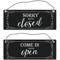 speecheese Metallschild Come in we're open Sorry closed Wendeschild mit Kordel Schild Dangler