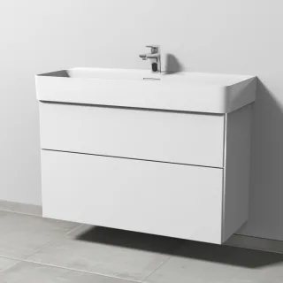 Sanipa 3way Waschtischunterbau zu Laufen VAL Waschtisch mit 2 Auszügen, Weiß-Soft BR82443
