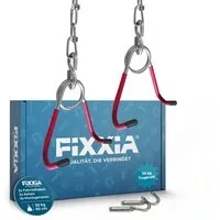 harren24 Deckenhaken FIXXIA Fahrrad Deckenhalterung 2er Set silber rot Aufhängung bis 30 Kg, Fahrradaufhängung, Fahrradhaken, Montagehalterung