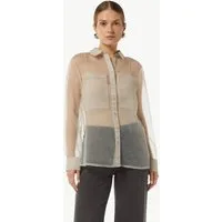 comma Langarmbluse Bluse Transparente Hemdbluse aus Organza