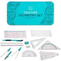 CALCUSO Zirkel Set in Metallbox – 14-teilig mit Geodreieck & Lineal und Zubehör