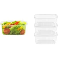 Lauroo Obstschale Feinkostbecher mit Deckel 200ml, Rechteckig, transparent, - 50 Stück, (50-tlg)