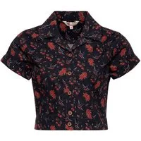 QueenKerosin Kurzarmbluse Cherries & Roses mit Allover-Print