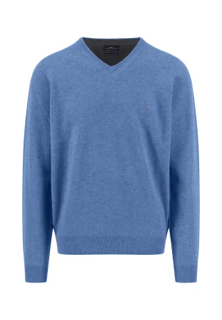 FYNCH-HATTON - V-Neck, Merino Cashmere crystal blue - Gr. - 3XL