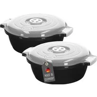 Lantelme Mikrowellenbehälter Mikrowellenschüssel Set rund Mikrowellen Picknick Schüssel, lebensmittelecht, (Spar-Set, 2-tlg., 2 Stück Set Mikrowellenschüssel Volumen 1,8 Liter Volumen), mit Deckel und Dampfventil, Deutsche Herstellung
