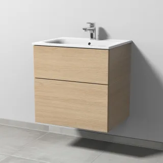 Sanipa 3way Waschtischunterbau zu Geberit Renova Plan Slim Waschtisch mit 2 Auszügen, Eiche-Nordic SM68648