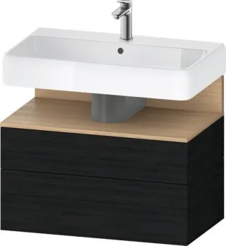 Duravit Qatego Waschtischunterbau wandhängend Eiche Schwarz Matt 790x470x590 mm - QA4394030160000 QA4394030160000