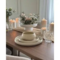 EKA Geschirr-Set Bondy Beige Teller-Set 25-teilig (25-tlg), Porzellan