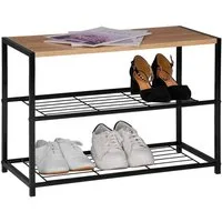 Woltu Schuhregal, 1-tlg., Badregal Schuhablage Organizier mit 2 Ablagen, Holz Metall