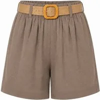 ITALY VIBES Bermudas - kurze Sommerhose mit Flechtgürtel für Damen - modische Shorts ONE SIZE - passend für Größen S bis L