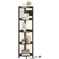 Dripex Eckregal 5 Ebenen Standregal mit LED Beleuchtung und Steckdosen,35x35x170cm