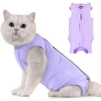 Ledander Tiermantel Katzen-Bodysuit für OP-Genesung & Kastration, Atmungsaktive Modal-Kleidung für Wunden, Hautschutz & Absetzen
