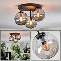 hofstein Deckenleuchte Deckenlampe aus Metall/Glas in Schwarz/Rauchfarben, ohne Leuchtmittel, Deckenleuchte im Retro/Vintage-Design (Schirme Ø 15 cm), 3 x E14