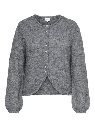 ONLY CARMAKOMA - CARZAGGIE BUTTON ONECK CARDI KNT Dark Grey Melange