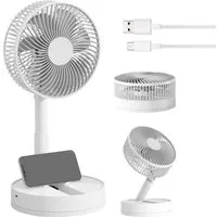 AKKEE Tischventilator USB Ventilator Leise, 5400mAh-24H Akkulaufzeit Oszillierend, 200mm Faltbarer Ventilator Klein, 4-Stufen &  Timer