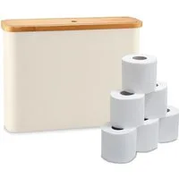 relaxdays Toiletten-Ersatzrollenhalter Toilettenpapier Aufbewahrung 12 Rollen (1-St), Beige