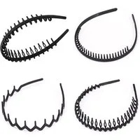 LuxusKollektion Haarreif Haarband Elastisches Haarreifen Männer 4er Pack Schwarz Rutschfest