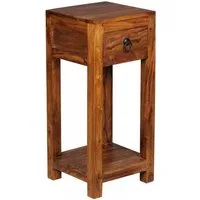 lovingHome® Beistelltisch Palisander Massivholz Beistelltisch 30 x 30 x 65 cm mit Schublade (1 Stück, 1 Beistelltisch), Einzigartige Maserung, elegante Form