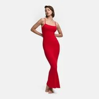 cfab Jerseykleid Ribbed Cami Maxikleid-Fire Red-XL (1-tlg)