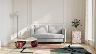 BRUNO Schlafsofa 140cm in Silver Grey Grau | Pillow | stabiles Massivholz & Boxspringkomfort