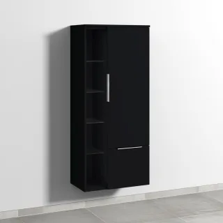Sanipa 3way Stauraumschrank mit 1 Tür, 1 Auszug und offenen Fächern, Schwarz-Matt UF18308