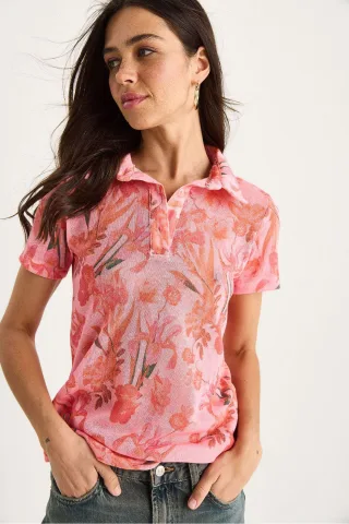Blumen-Polohemd-Bluse