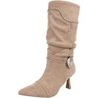 Ital-Design Elegante Stiefel mit spitzer Zehenform und modischen Details Stiefel (90515013) Pfennig-/Stilettoabsatz Stiefel in Hellbraun