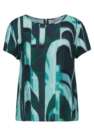 Street One - Materialmix-T-Shirt grün - Gr. - 36