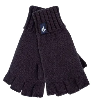 Solide gestrickte fingerlose Damenhandschuhe | WÄRMEHALTER | Marineblau