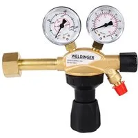 WELDINGER Druckminderer PRO Druckminderer Messing für Schutzgas Argon-/ CO2-Mehrwegflaschen