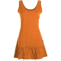 Vishes Minikleid Damen Baumwolle Trägerkleid Raffung Volant Verstellbar Boho Alternative Mode, Boho, Hippie, Ethno, Festival