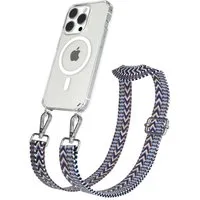 EAZY CASE Handykette Umhängeband MagSafe Hülle für Apple iPhone 15 Pro 6,1 Zoll, Body Bag Wechselband Ersatzgurt klare MagSafe Hülle Silicon Case Blau