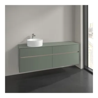 Villeroy und Boch Collaro Waschtischunterschrank C050B0AF 160x54,8x50cm, Waschtisch links, LED-Beleuchtung 12W, soft green