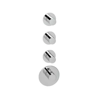 Herzbach Logic XL Fertigmontageset 11.523015.1.01 Universal-Thermostat-Modul, 4 runde Armaturenblenden, chrom