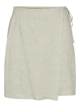 PIECES - PCPIA LINEN MIX MW WRAP SKIRT WVN NOOS Birch - Gr. - XL