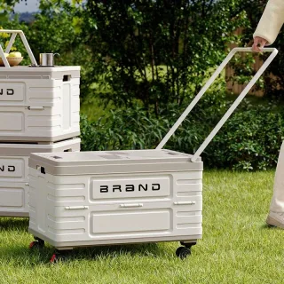 Xmund 60L Spacious Foldable Vehicle Storage Container, Versatile Organizer, Utility Cart with Universal Wheels And a Pus