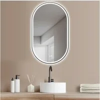 HOKO Badspiegel LED Design Antibeschlag Wandspiegel Oval + LED Wechsel (Warmweiß - Kaltweiß - Neutral. Licht mit Touch Schalter und mit Wandschalter einschaltbar. Memory-Funktion.IP44, 4mm HD Glass)
