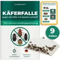 Silberkraft Insektenfalle Käferfalle gegen diverse Käfer mit Spezial-Lockstoff Langzeitschutz, Biozidfrei & Geruchslos Extrastarke klebefläche Gezielte Anlockung