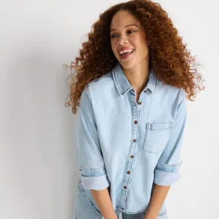 Jeanshemd, Damen,  Blau, Baumwoll-Mischung, by Lands' End
